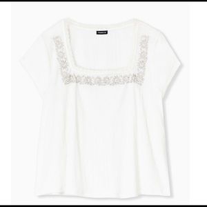 IVORY CREPE EMBROIDERED TOP